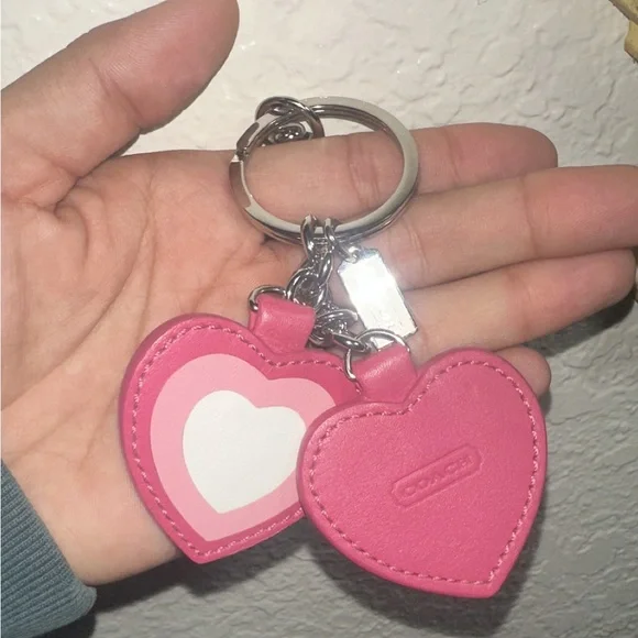 Coach Pink Heart Keychain Set Y2K Rare - Picture 5 of 5